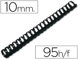 CJ100 canutillos Q-Connect plástico negro 10 mm.
